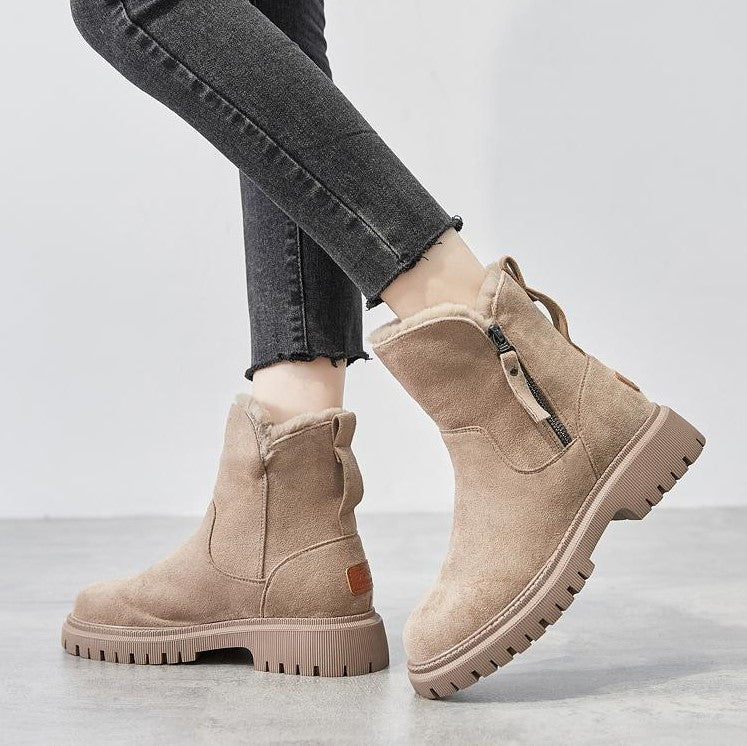 Bottines Femme Fourrées – Aspect Daim, Semelle Crantée