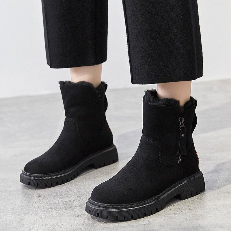 Bottines Femme Fourrées – Aspect Daim, Semelle Crantée