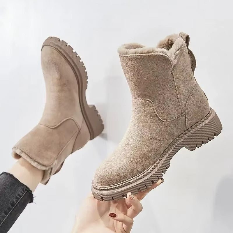 Bottines Fourrées Femme – Zip Latéral, Col Fourrure