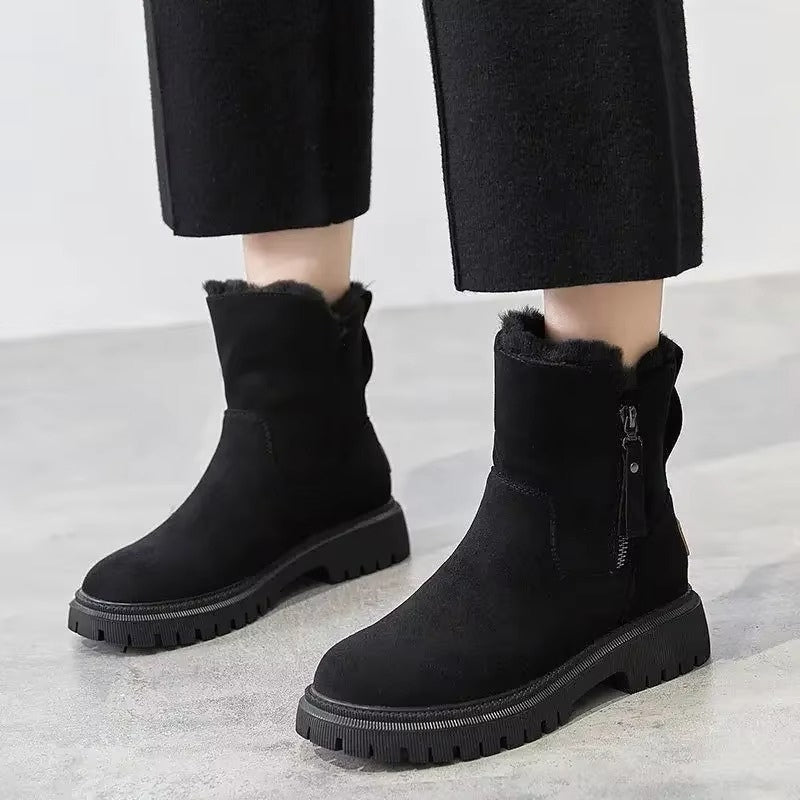 Bottines Fourrées Femme – Zip Latéral, Col Fourrure