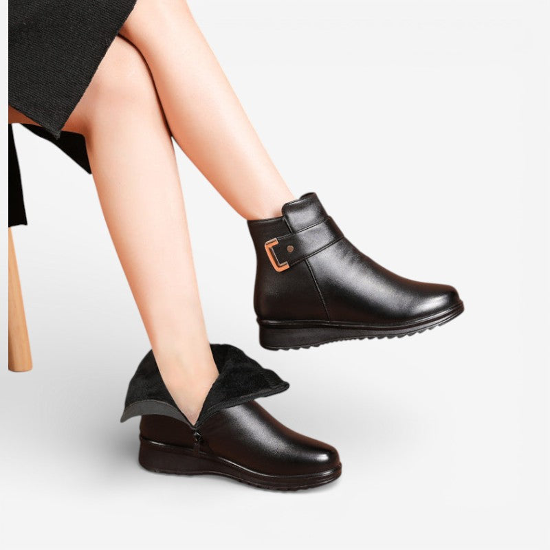 Bottines Fourrées Femme – Talon Compensé, À Enfiler