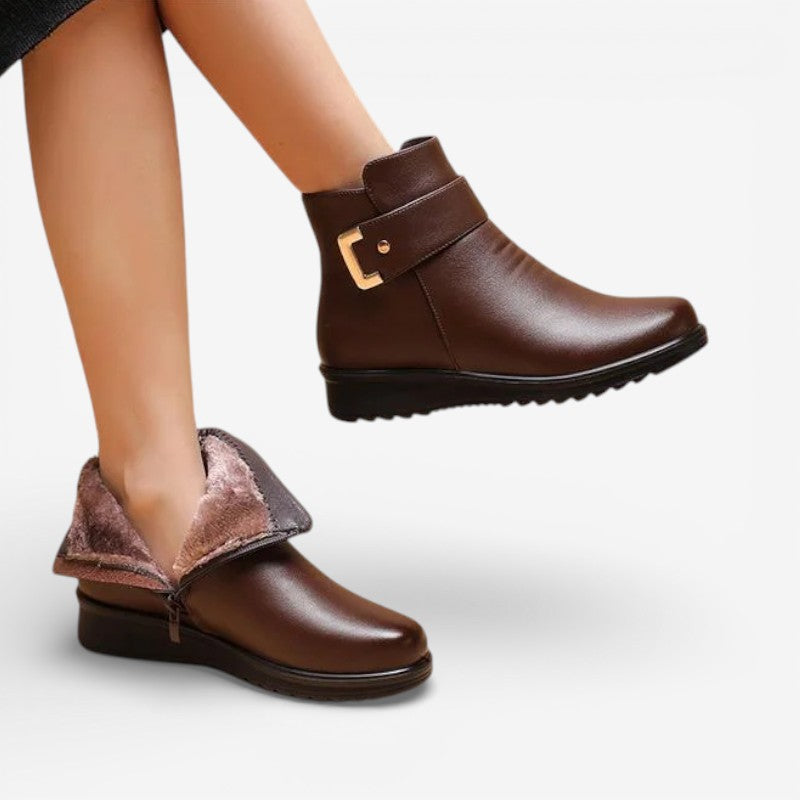 Bottines Fourrées Femme – Talon Compensé, À Enfiler