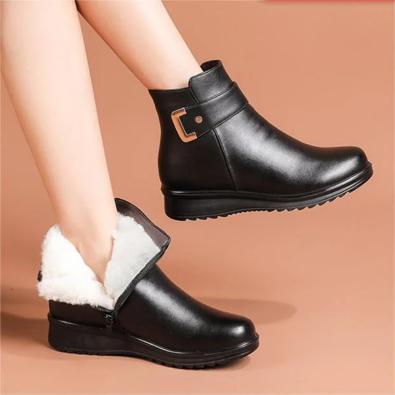 Bottines Fourrées Femme – Talon Compensé, À Enfiler