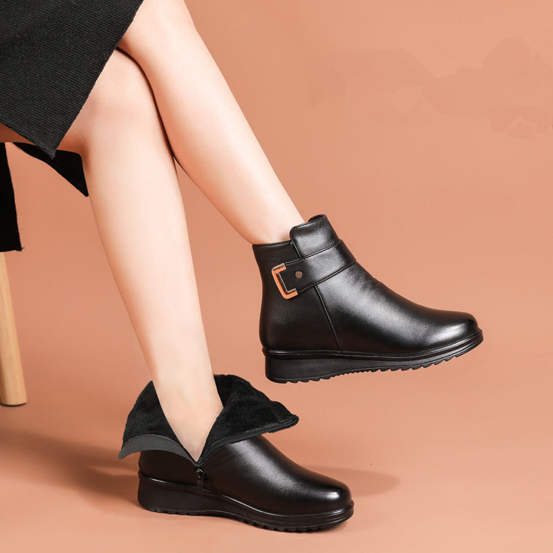 Bottines Fourrées Femme – Talon Compensé, À Enfiler