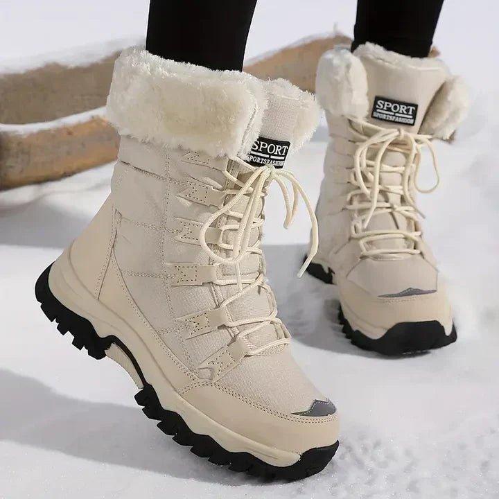 Bottines Femme – Fourrées Lacets Crantée, Talon Bloc