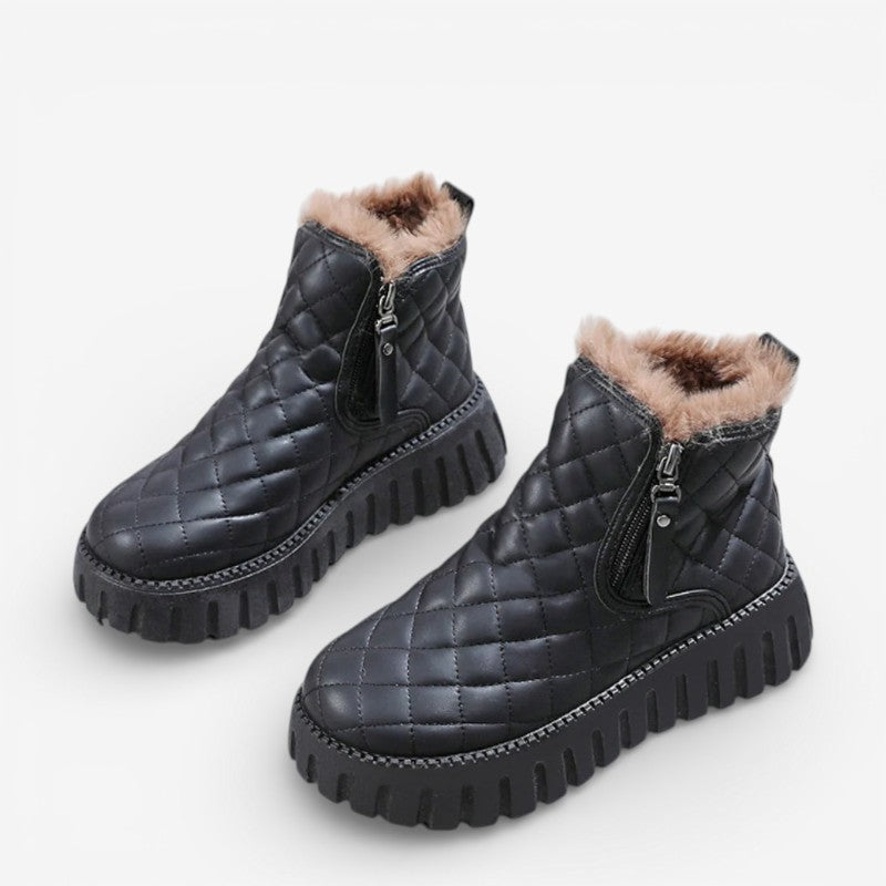 Bottines Fourrées Femme – Matelassées, Zip Latéral