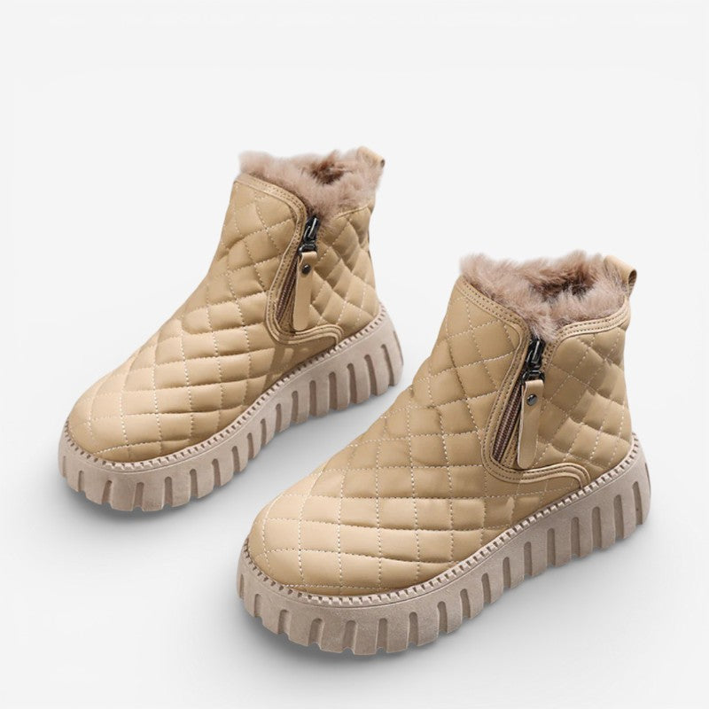 Bottines Fourrées Femme – Matelassées, Zip Latéral