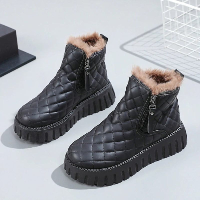 Bottines Fourrées Femme – Matelassées, Zip Latéral