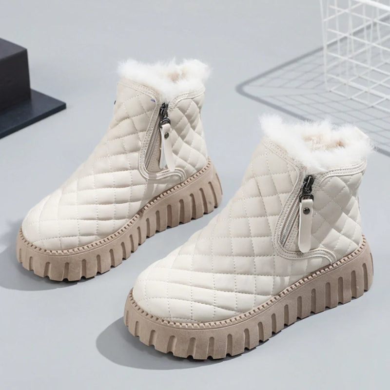 Bottines Fourrées Femme – Matelassées, Zip Latéral