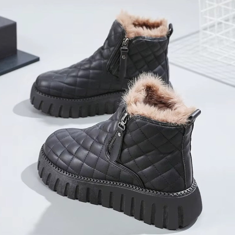 Bottines Fourrées Femme – Matelassées, Zip Latéral
