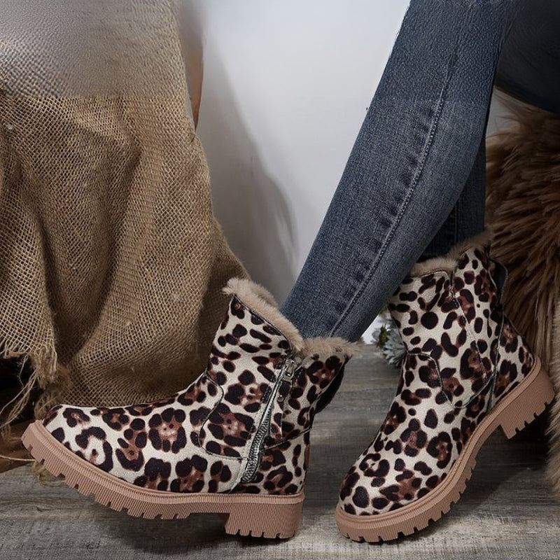 Bottines Fourrées Femme – Zip Latéral, Semelle Crantée