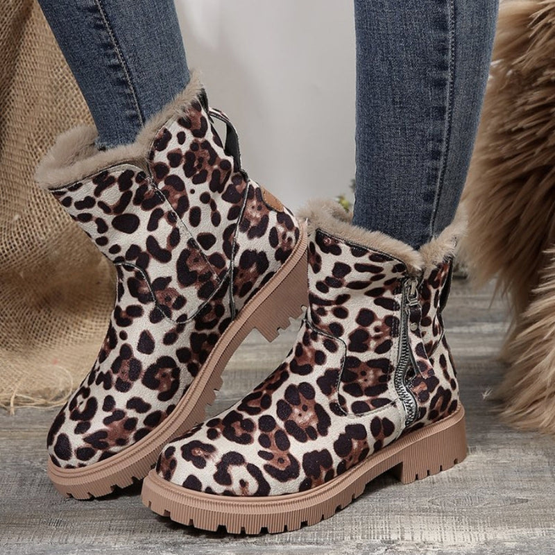 Bottines Fourrées Femme – Zip Latéral, Semelle Crantée