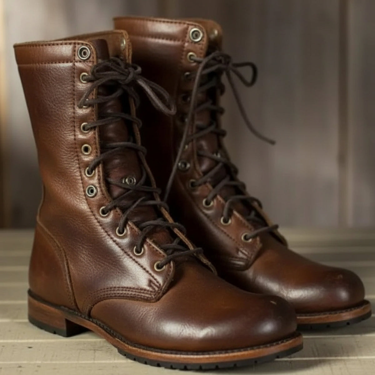 Bottines Femme – Lacets Aspect Cuir Talon Bloc Revers, Fermeture Éclair