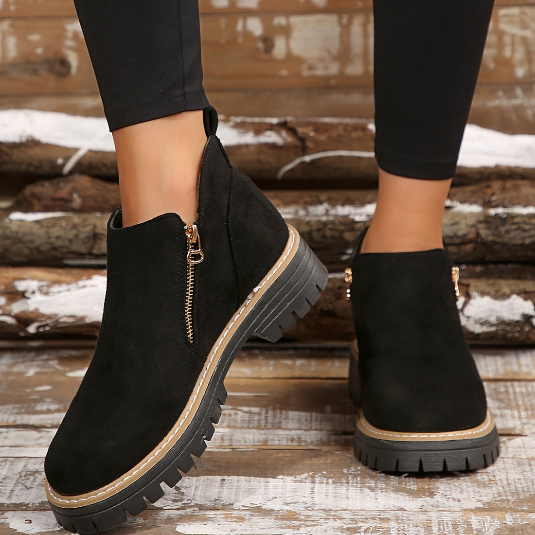 Bottines Femme – Orthopédiques Zippées Antidérapantes, Talon Bloc