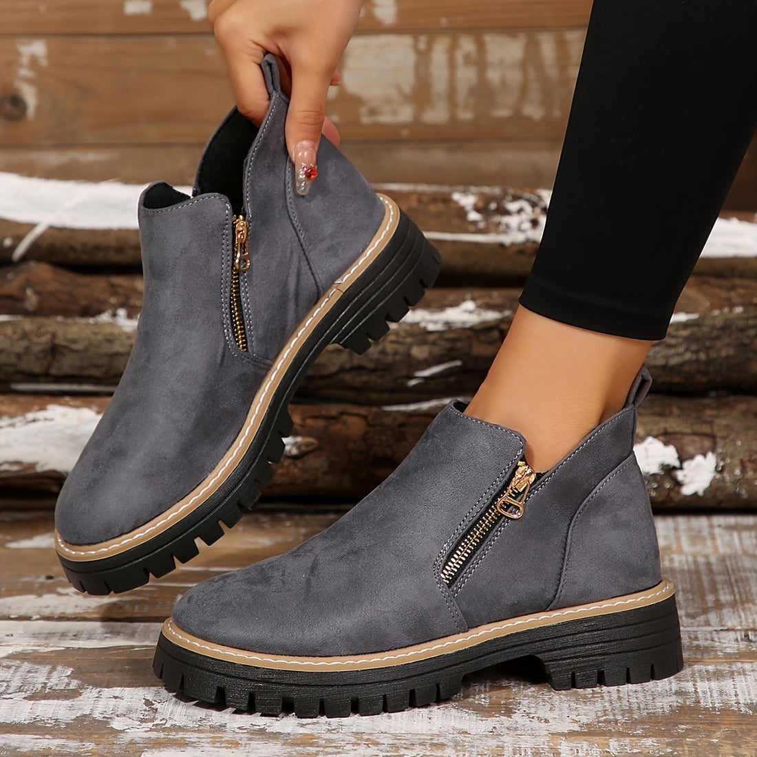 Bottines Femme – Orthopédiques Zippées Antidérapantes, Talon Bloc