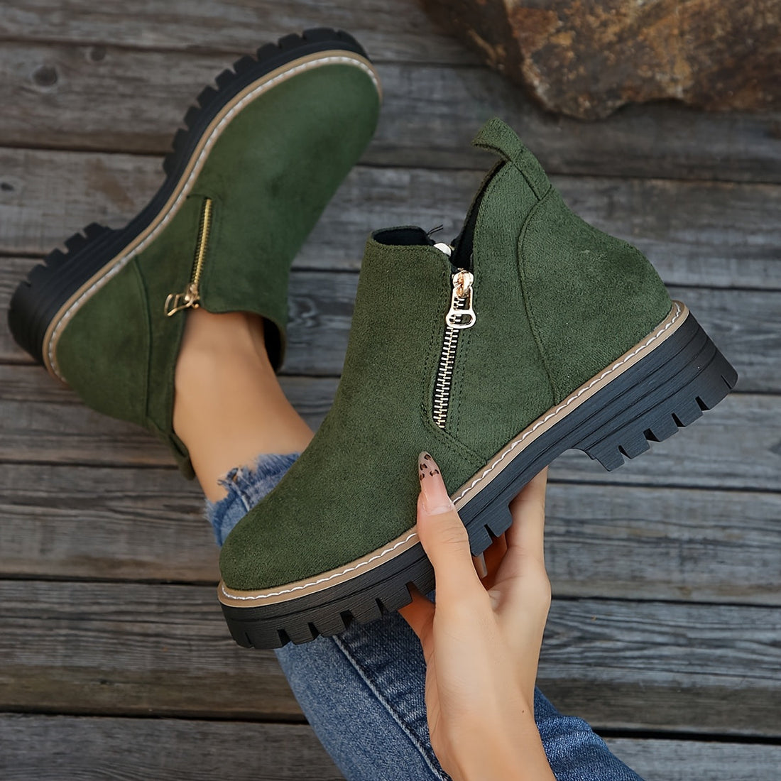Bottines Femme – Orthopédiques Zippées Antidérapantes, Talon Bloc