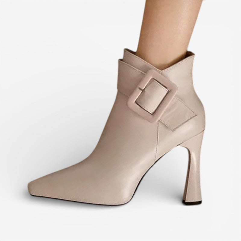 Bottines à Talon Aiguille Femme – Bout Pointu, Grande Boucle