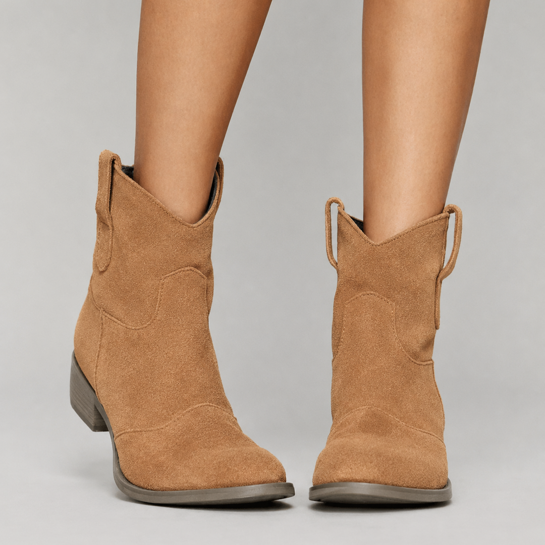 Bottines Femme – Talon Bloc Rembourrée Zippées Effet Daim, Fermeture Éclair