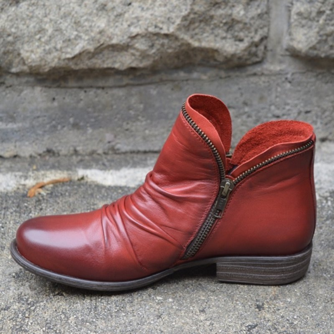 Bottines Femme à Zip – Aspect Cuir, Semelle Confort