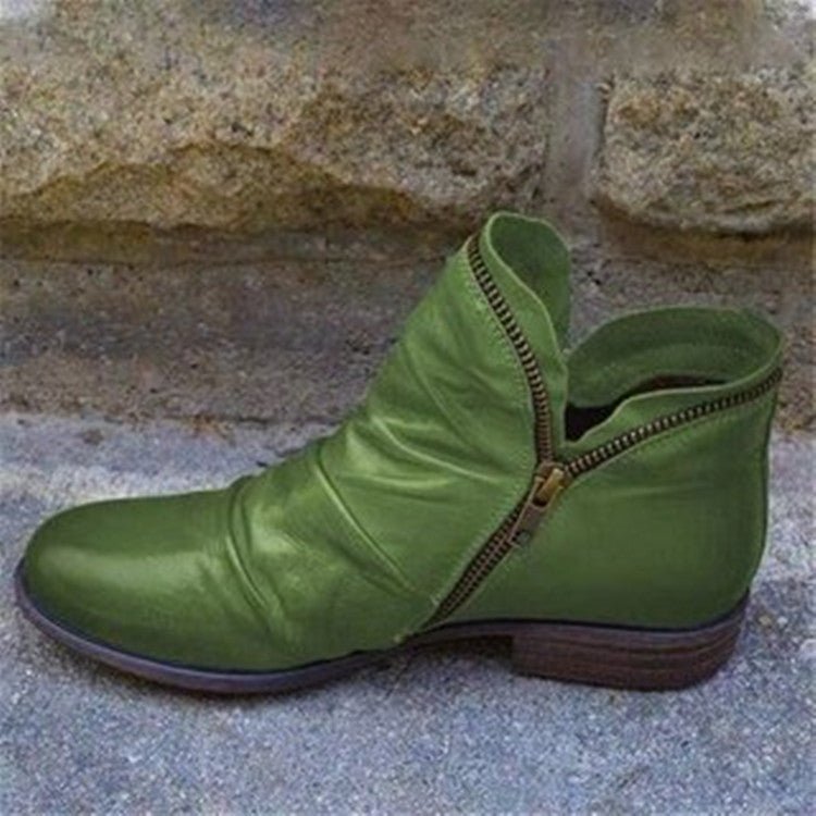 Bottines Femme à Zip – Effet Drapé, Bout Rond