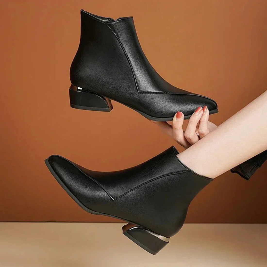 Bottines Femme Zippées – Bout Pointu, Talon Bloc
