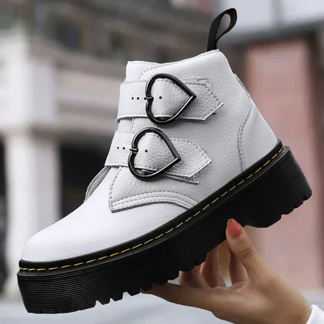 Bottines Plates Femme – Boucles Cœur, Semelle Épaisse