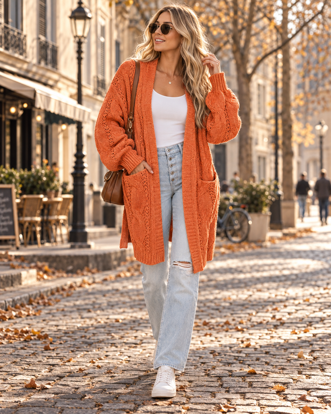 Cardigan Femme – Long, Maille Torsadée