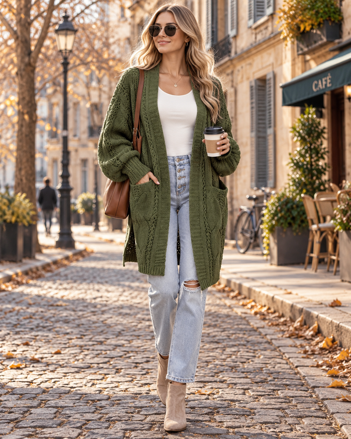 Cardigan Femme – Long, Maille Torsadée