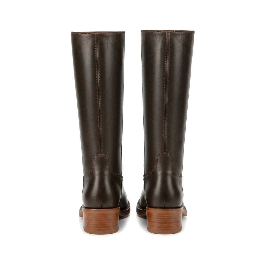 Bottes hautes femme à talon bloc et surpiqûres contrastées - Adèle