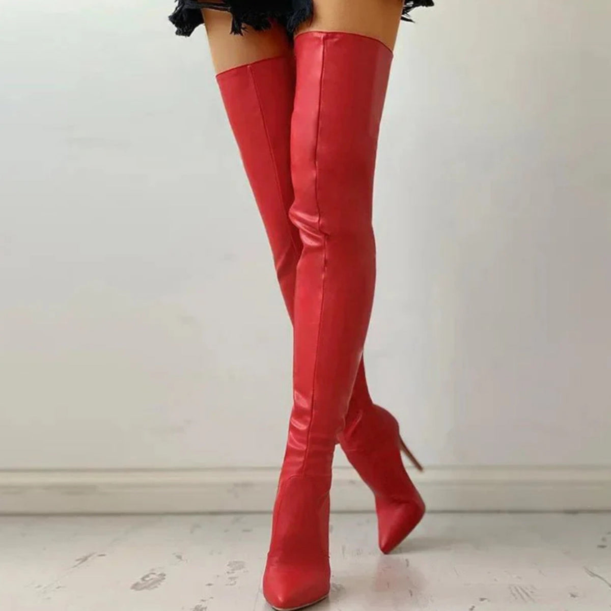 Cuissardes femme talon aiguille – rouge