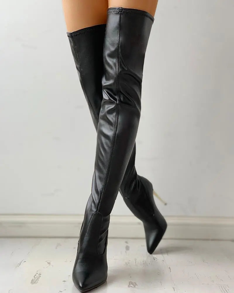 Cuissardes femme talon aiguille doré
