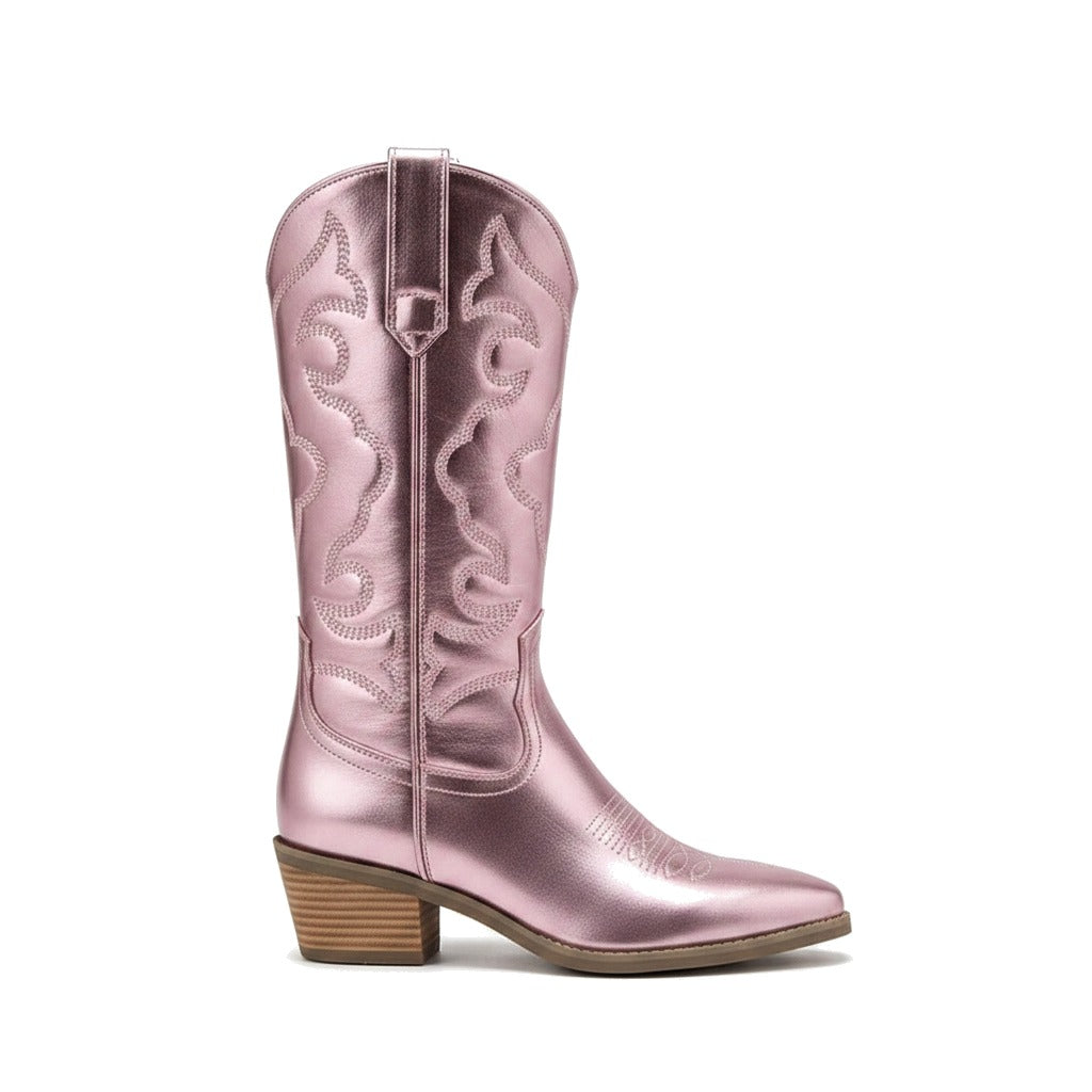 Bottes western femme métallisées à broderies - Ninon