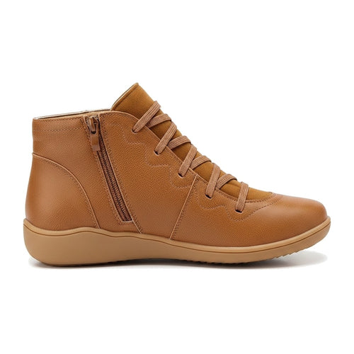 Bottines femme à lacets plates avec zip latéral - Camille
