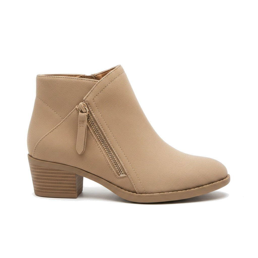 Bottines femme en daim à talon bloc et zip latéral - Odette