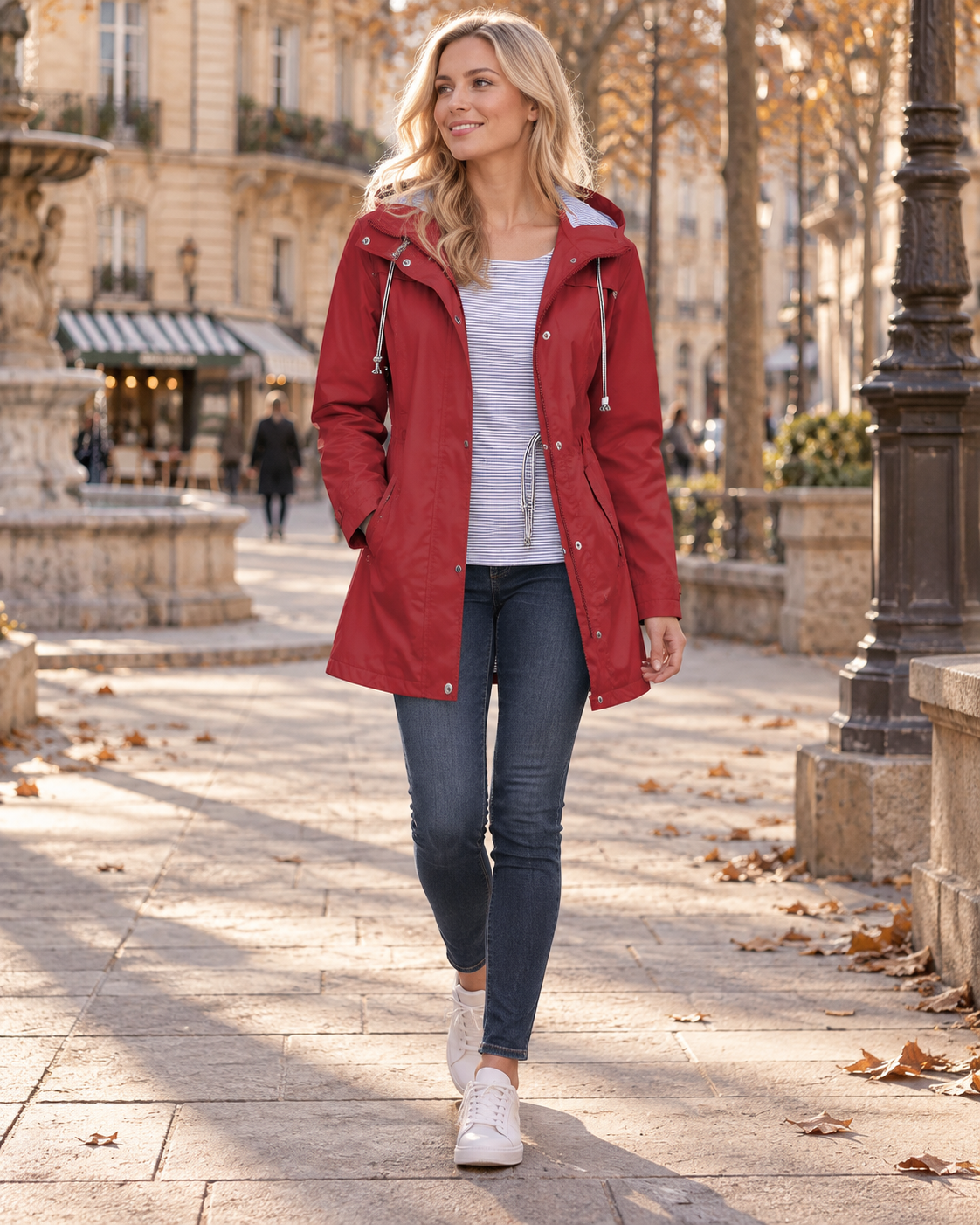 Imperméable Femme – Capuche, Taille Ajustable
