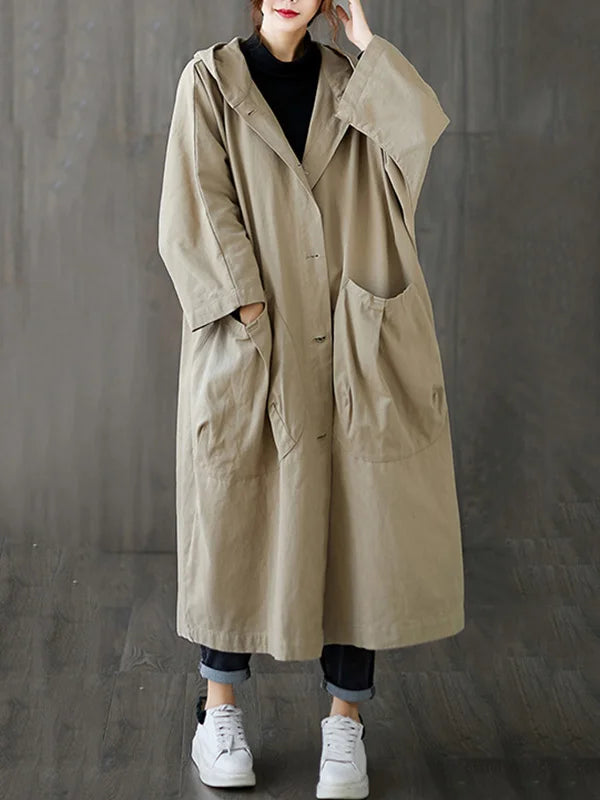 Imperméable Femme – Long Oversize, Capuche Poches