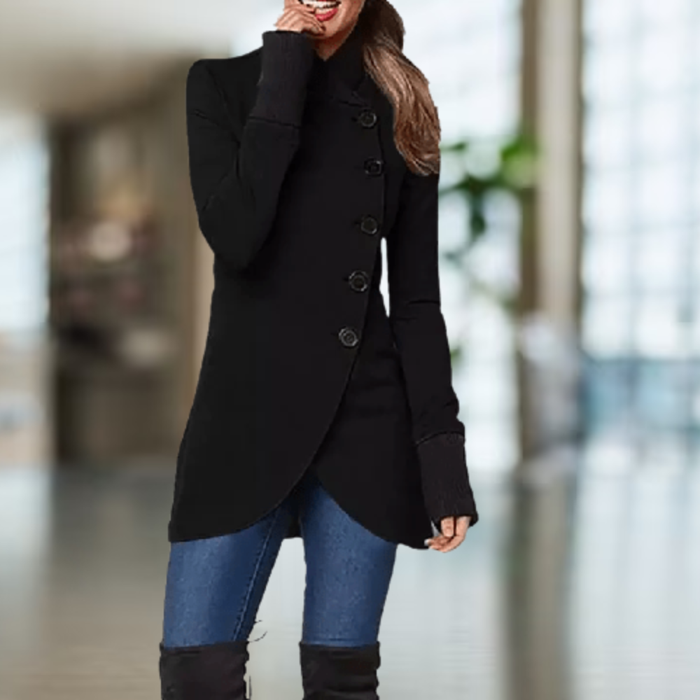 Manteau Femme – Asymétrique, Coupe Longue
