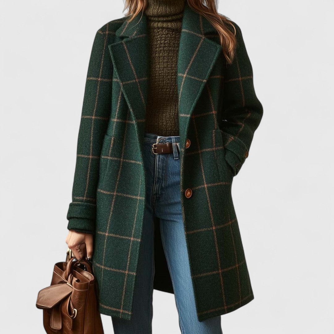 Manteau Femme – Carreaux, Coupe Longue