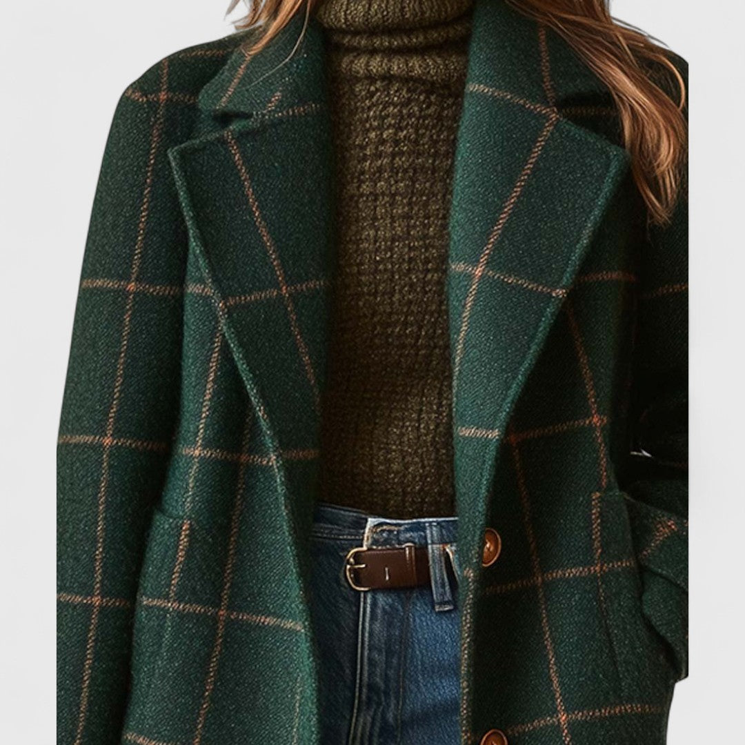 Manteau Femme – Carreaux, Coupe Longue
