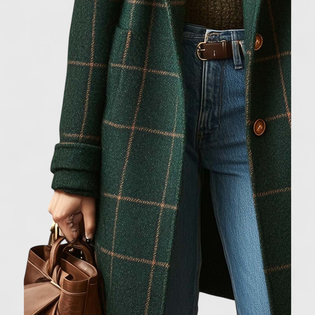Manteau Femme – Carreaux, Coupe Longue