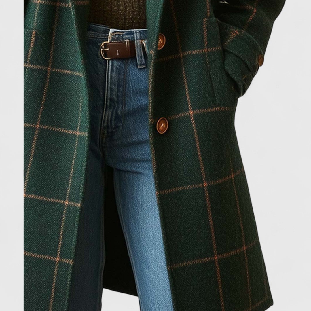 Manteau Femme – Carreaux, Coupe Longue