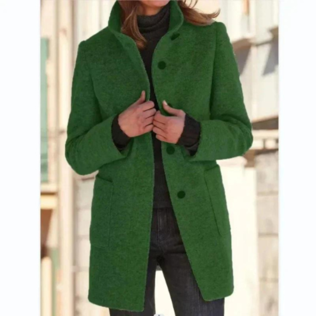 Manteau Femme – Coupe Longue, Boutonné