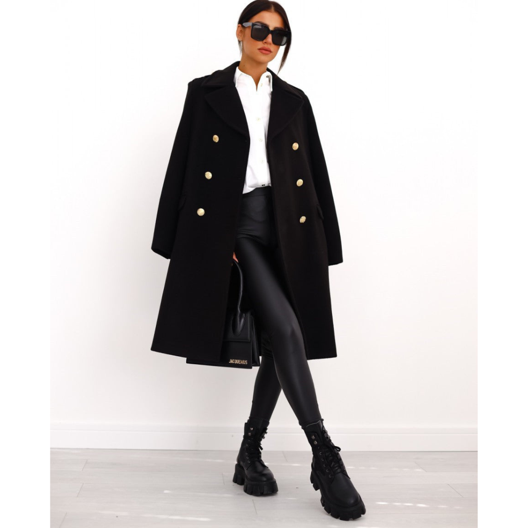 Manteau Femme – Coupe Longue, Boutonné