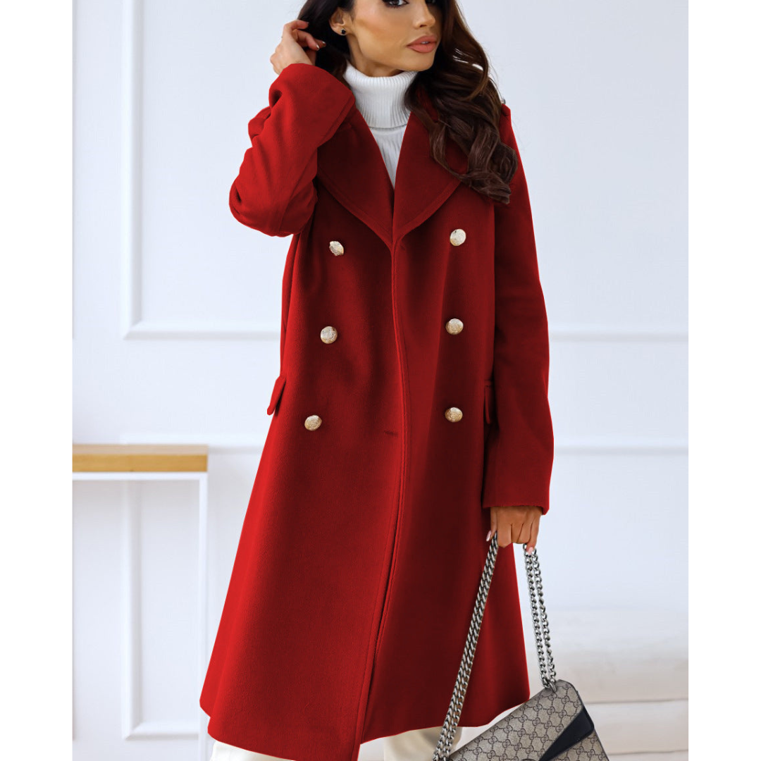 Manteau Femme – Coupe Longue, Boutonné