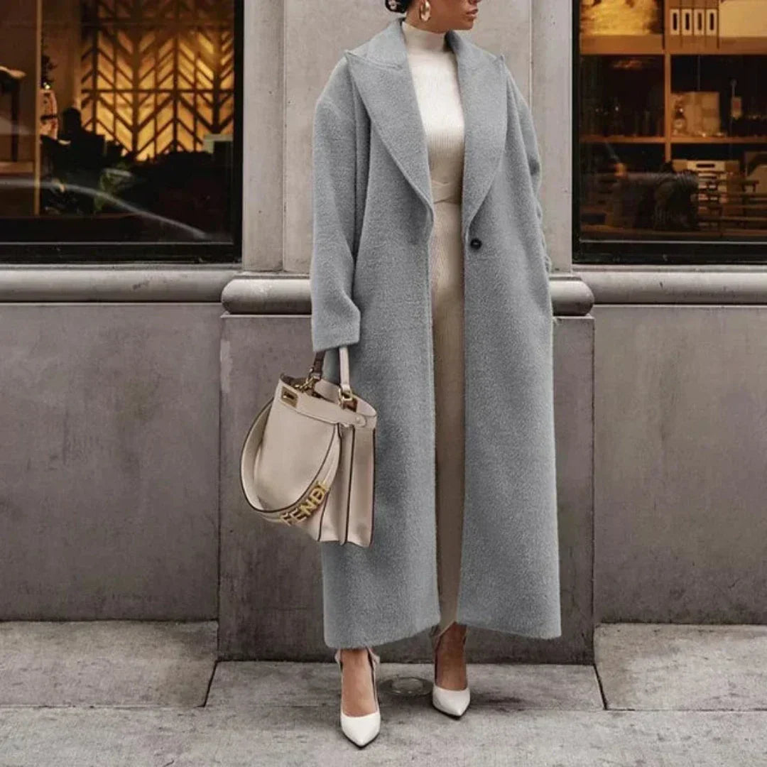 Manteau Femme – Coupe Longue, Boutonné