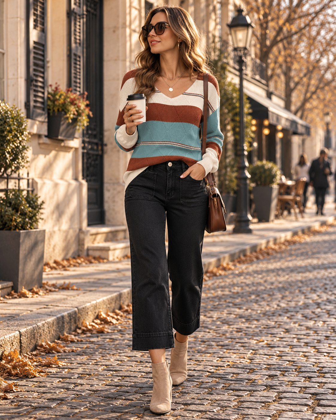 Pull Femme – Col V, Maille Texturée
