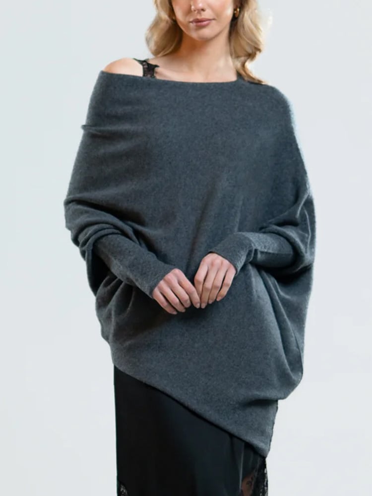 Pull Femme Épaule Dénudée – Maille Douce, Coupe Drapée