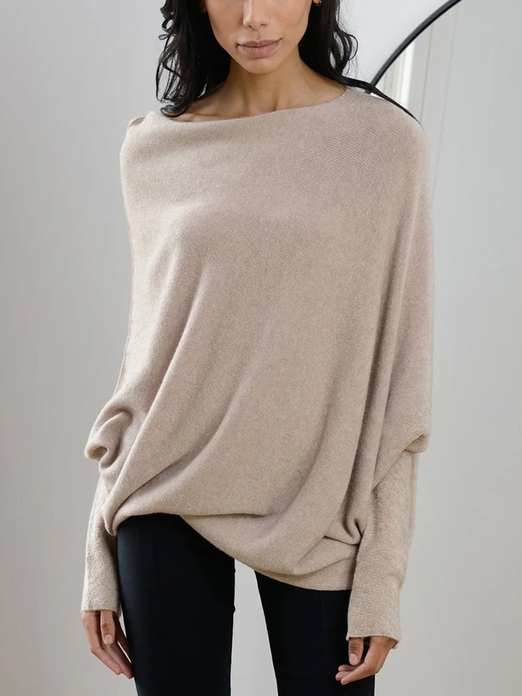 Pull Femme Épaule Dénudée – Maille Douce, Coupe Drapée