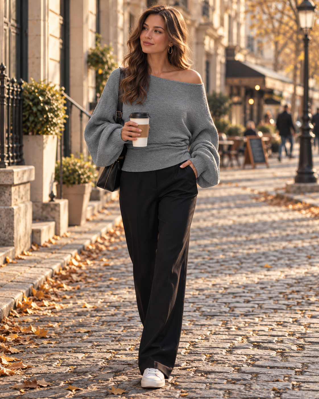 Pull Femme – Épaules Dénudées, Maille Côtelée