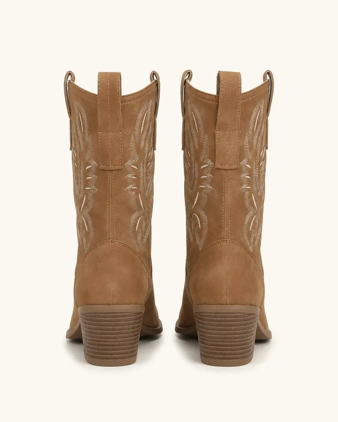 Santiags Femme – Brodées Camel, Bout Pointu